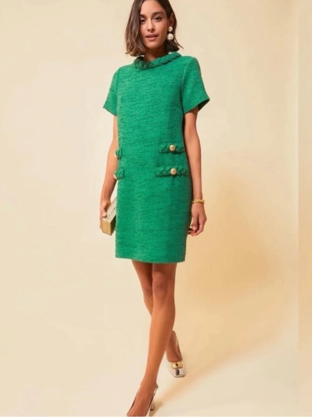 TUCKERNUCK Green Tweed Jackie Dress Large